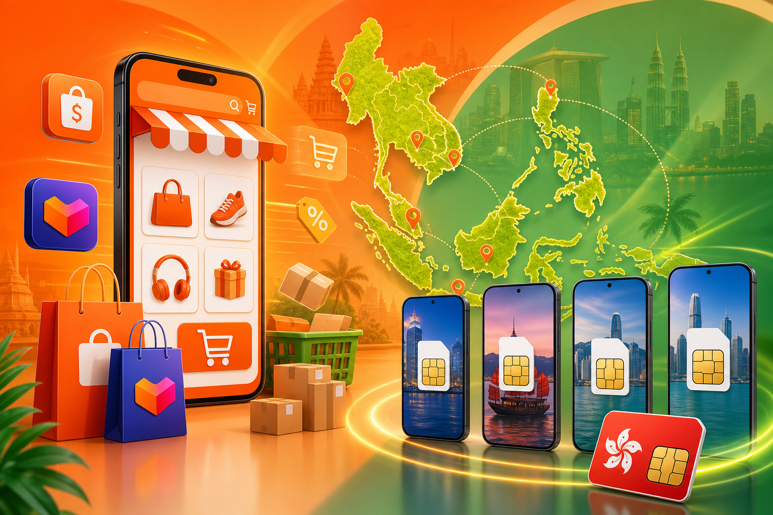 Shopee Lazada东南亚店铺注册 香港注册卡购买一卡一号防关联示意图