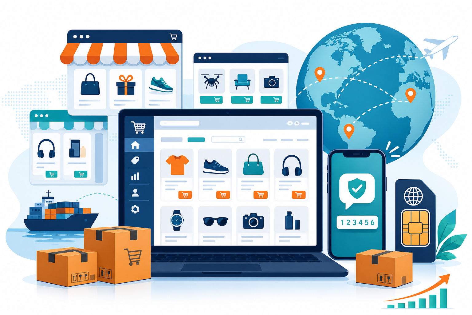 eBay Etsy Wish 跨境卖家账号注册指南封面:多店铺与验证码