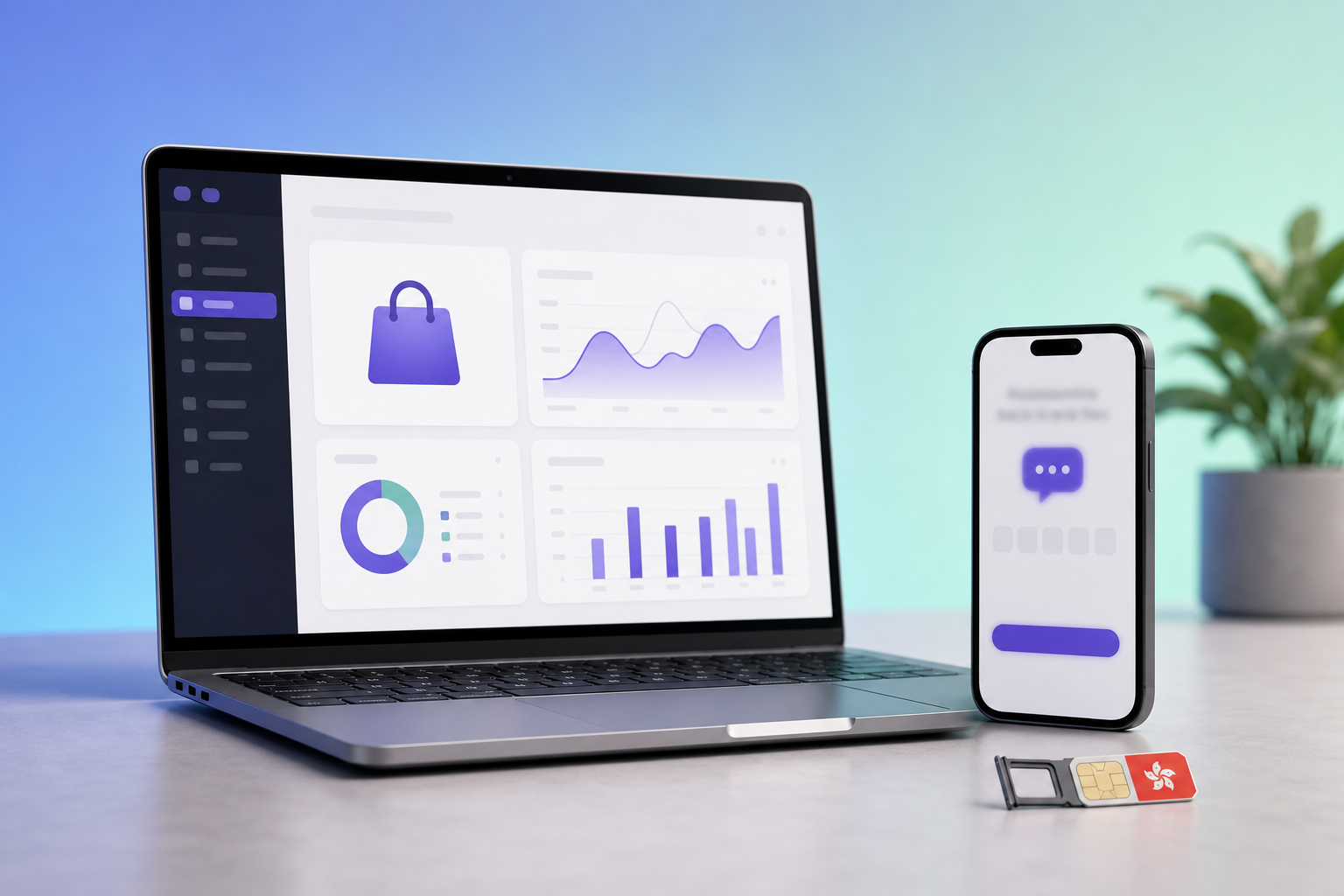 注册卡购买用于 Shopify 独立站短信验证与流量卡防关联示意图